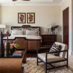 Eclectic Brown and Neutral Guest Room With Zebra Print Accents