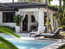 Quiet Poolside Lounge Area With Adjacent Cabana
