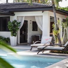 Quiet Poolside Lounge Area With Adjacent Cabana