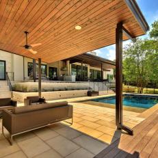 Gorgeous Backyard With Shaded Sitting Area and Built-In Pool