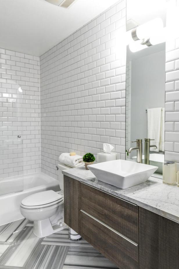 White Bathroom With Subway Tile and Vessel Sink HGTV