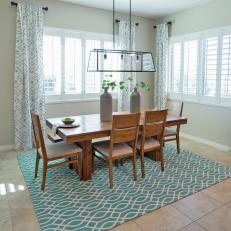 Playful, Elegant Dining Room with Fun Patterns and Pops of Color