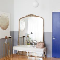 Oversized Mirror in Apartment Entryway