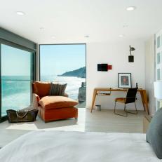 White, Modern Bedroom in Malibu Beach House