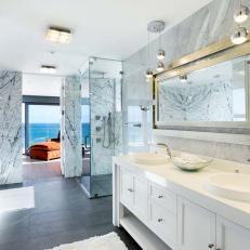 Gray Marble Bathroom in Malibu