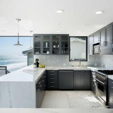 Gray Modern Kitchen with Ocean View