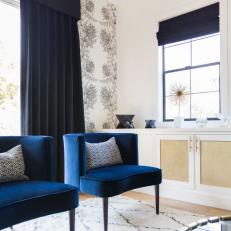 Blue Velvet Chairs in Mid-Century Modern Space