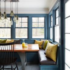 Blue Banquette in Cottage Breakfast Nook