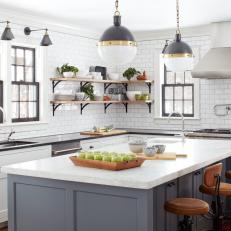 Farmhouse Kitchen With Subway Tile Walls