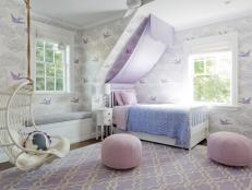 Eclectic Girl's Bedroom With Jenny Lind Bed, Hanging Chair