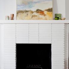 Fireplace Focal Point with Effortless Tile and a Family Heirloom Painting 