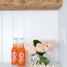 Cottage Bar With Rustic Open Shelves 