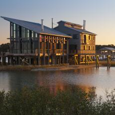 Industrial Waterfront Home Shines at Dawn