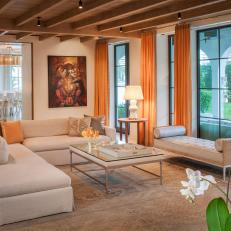 Neutral, Contemporary Living Room of Miami Beach Estate