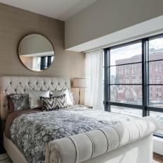 Gray, Contemporary Guest Room with Sleigh Bed