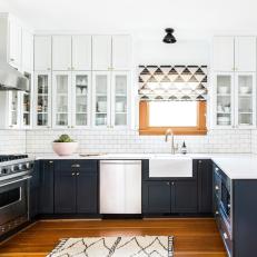 White Contemporary Kitchen With Graphic Shade