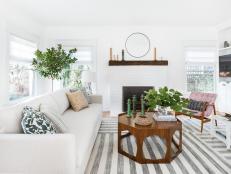 Living Room With Striped Rug