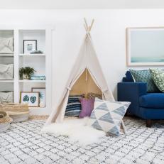 Transitional Living Room With Teepee