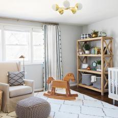 Neutral Transitional Nursery With Rocking Horse