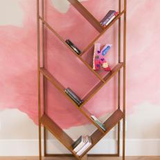 Teen Bedroom Boasts Pink Watercolor Accent Wall