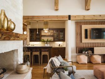 Contemporary, Rustic Living Room and Bar