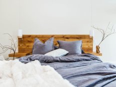 Contemporary Bedroom With Custom Wood Bed