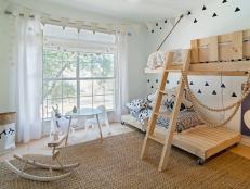 Contemporary Neutral Kids Room With Loft Bed