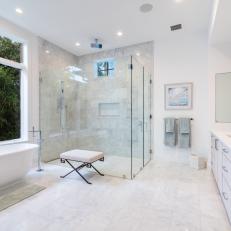 White Spa Bathroom With Tree View