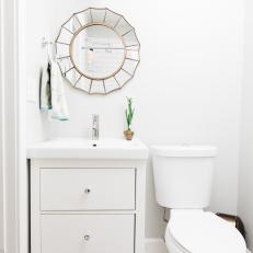 Contemporary White Powder Room is Chic