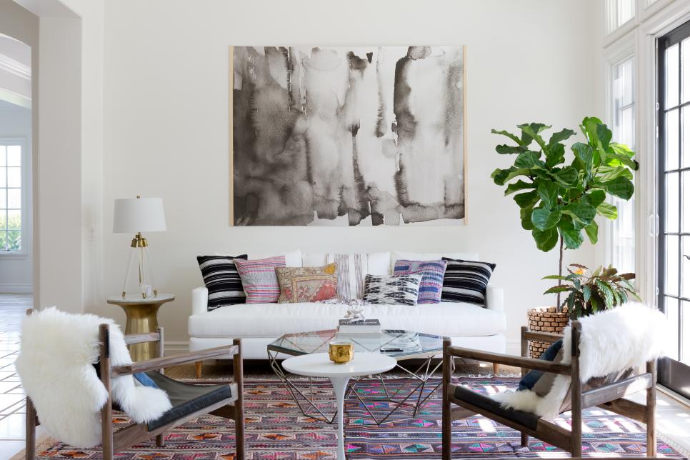 Living Room With Watercolor Art