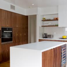 Sleek Walnut Cabinets in Contemporary Kitchen