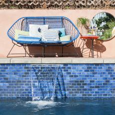 Pool and Blue Outdoor Sofa