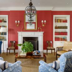 Bold Red Traditional Living Room