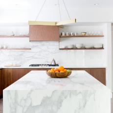 Marble Kitchen Island in Contemporary Kitchen