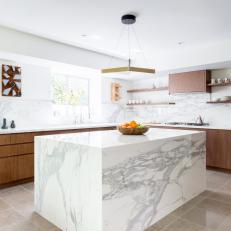 Contemporary Kitchen with Marble Island
