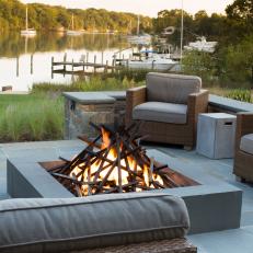 Patio and Fire Pit With Creek