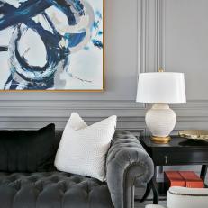 Gray, Transitional Living Room is Comfortable