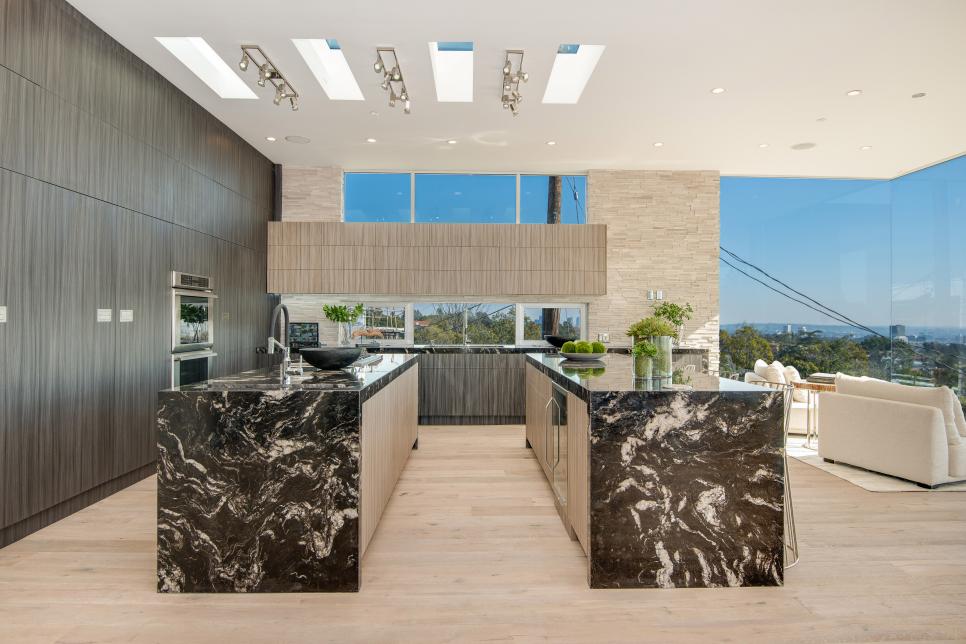 Gray Kitchen Island With Statuary Marble Countertops shop this look