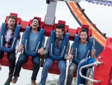 After losing the living room and dining room renovation challenge, host Jonathan Scott is forced to ride the Revolution at Pleasure Pier while Drew and JD Scott watch and taunt him, along with guest judge David Bromstad as seen on Brother vs. Brother.