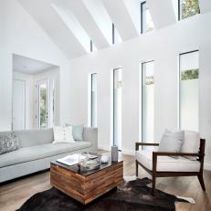 Frosted Glass in Living Room Adds Privacy 
