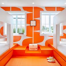 Modern Orange and White Bedroom With Shoes