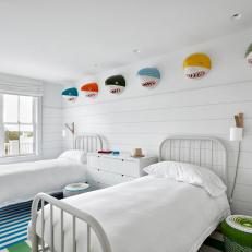 Coastal Kid's Room With Colorful Sharks