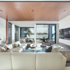 Modern Family Room With Leather Sofa