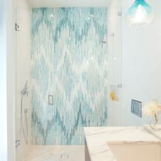 Contemporary Guest Bathroom With Blue Pendant Light