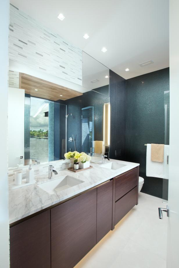 Contemporary Master Bathroom With Blue Tile | HGTV