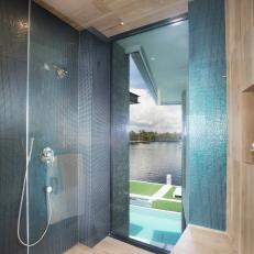 Contemporary Master Bathroom With Glass Stall Shower