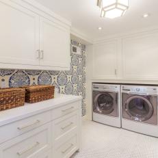 Roomy Laundry Space Offers Storage For Cleaning Supplies
