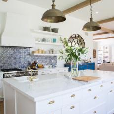 White Kitchen with Moroccan Blue Accents