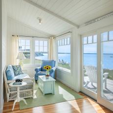Beach Cottage Living Room with Large Windows