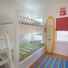 Bunk Beds and Color in Small Beach Cottage Bedroom